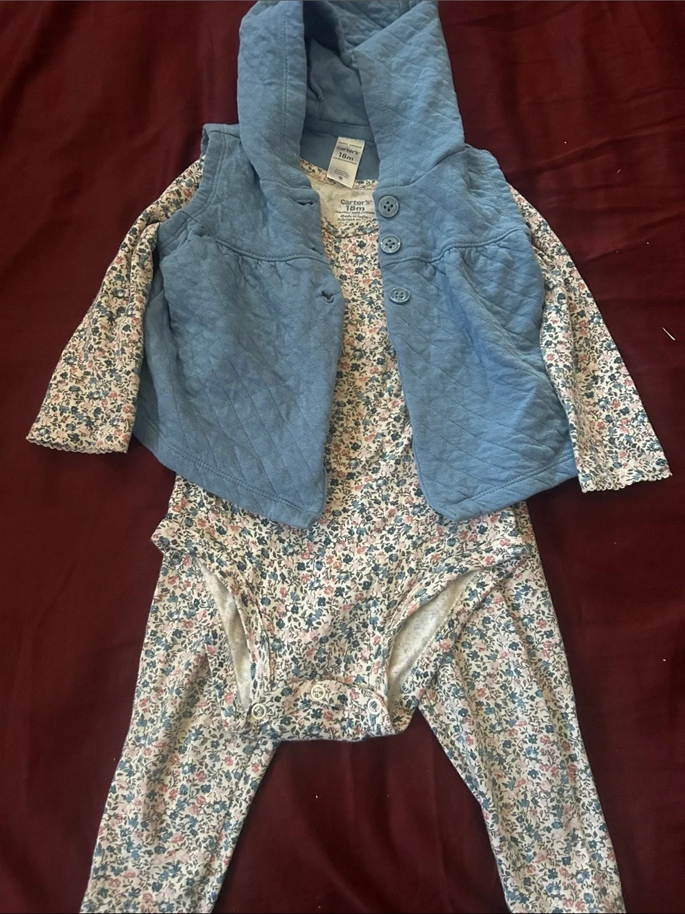 Carter's Girls Pastel Floral & Hooded Layered Set - Blue, Lavender, Cream - Picture 6 of 8